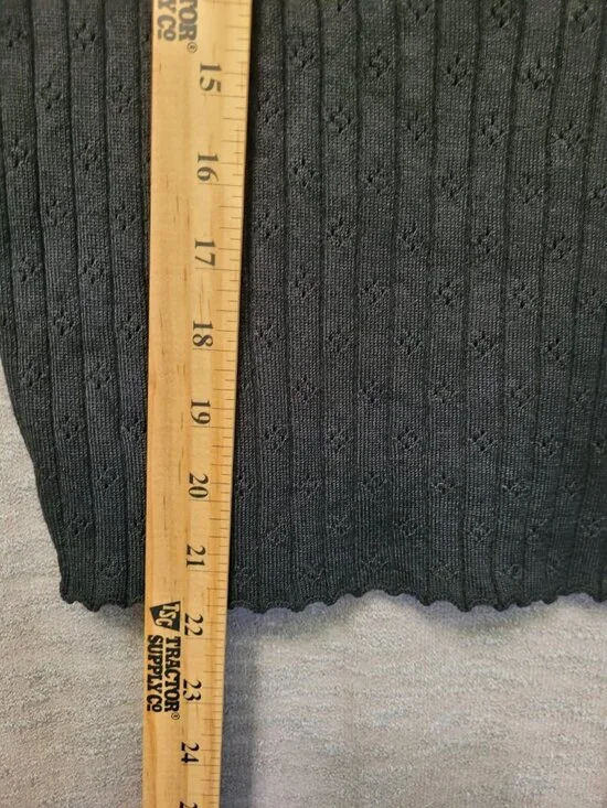 VTG Y2K Tank Top Black Eyelet Womens Jrs XL Cropped Fairy Grunge Gothic Stretch - Picture 5 of 15